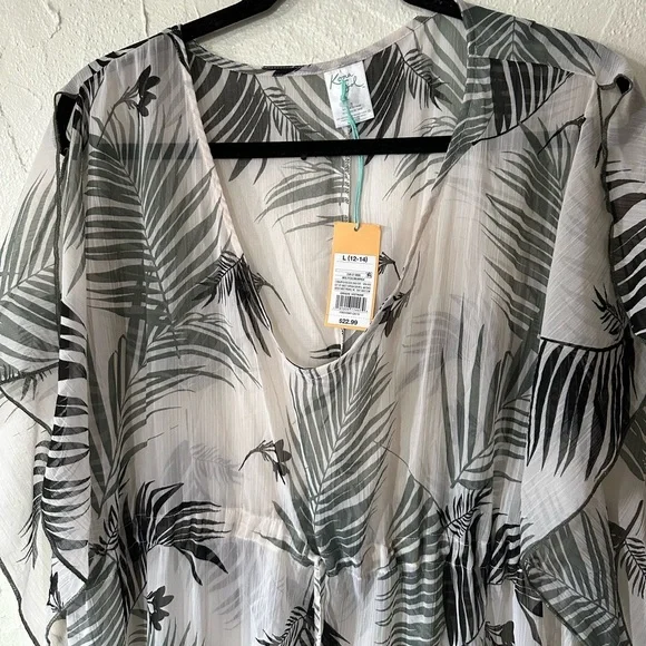 NWT Kona Sol green black and white bathing suit cover up sz large - Picture 2 of 6